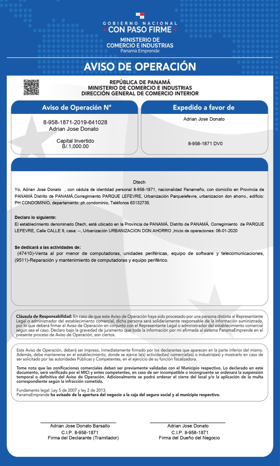 Aviso de Operaciones